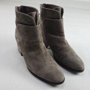 Sesto Meucci Foss Ankle Boot Womens 8.5 Beige Suede Back Zip Made in Italy